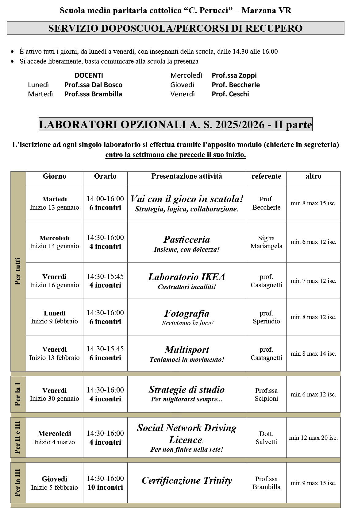 LABORATORI POMERIDIANI OPZIONALI 25 26 II parte